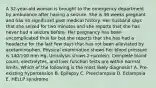 A 32-year-old woman is brought to the emergency department by ambulance after having a seizure. She is 36 weeks pregnant and has no significant past medical history. Her husband says that she seized for two minutes and she reports that she has never had a seizure before. Her pregnancy has been uncomplicated thus far but she reports that she has had a headache for the last few days that has not been alleviated by acetaminophen. Physical examination shows her blood pressure is 140/100 mm Hg. Urinalysis shows 2+protein. Complete blood count, electrolytes, and liver function tests are within normal limits. Which of the following is the most likely diagnosis? A. Pre-existing hypertension B. Epilepsy C. Preeclampsia D. Eclampsia E. HELLP syndrome