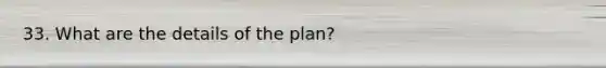 33. What are the details of the plan?