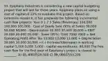 33. Epiphany Industries is considering a new capital budgeting project that will last for three years. Epiphany plans on using a cost of capital of 12% to evaluate this project. Based on extensive research, it has prepared the following incremental cash flow projects: Year 0 1 2 3 Sales (Revenues) 100,000 100,000 100,000 - Cost of Goods Sold (50% of Sales) 50,000 50,000 50,000 - Depreciation 30,000 30,000 30,000 = EBIT 20,000 20,000 20,000 - Taxes (35%) 7000 7000 7000 = Net Operating Profit After Tax 13,000 13,000 13,000 + Depreciation 30,000 30,000 30,000 +/(-) increase/(decrease) in working capital 5,000 5,000 5,000 - capital expenditures -90,000 The free cash flow for the first year of Epiphany's project is closest to ________. A) 45,600 B)28,500 C) 38,000 D)53,200