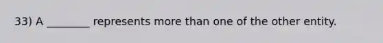 33) A ________ represents more than one of the other entity.