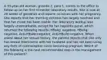 A 33-year-old woman, gravida 2, para 1, comes to the office to follow up on her first trimester laboratory results. She is now at 20 weeks of gestation and reports no issues with her pregnancy. She reports that her morning sickness has largely resolved and that her mood has been stable. Her laboratory workup was largely unremarkable, except for her hepatitis panel, which returned the following results: HBsAg: negative, HBeAg: negative, Anti-HBsAb:negative, Anti-HBcAb:negative. When asked about her sexual history, the patient reports that she only has sexual intercourse with her husband and has not been using any form of contraception since becoming pregnant. Which of the following is the next recommended step in the management of this patient?