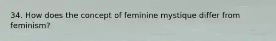 34. How does the concept of feminine mystique differ from feminism?