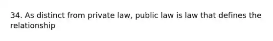 34. As distinct from private law, public law is law that defines the relationship