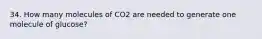 34. How many molecules of CO2 are needed to generate one molecule of glucose?