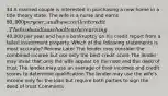 34 A married couple is interested in purchasing a new home in a title theory state. The wife is a nurse and earns 80,000 per year, and has excellent credit. The husband is a school teacher earning40,000 per year and has a bankruptcy on his credit report from a failed investment property. Which of the following statements is most accurate? Review Later The lender may consider the combined income but use only the best credit score The lender may insist that only the wife appear on the note and the deed of trust The lender may use an average of their incomes and credit scores to determine qualification The lender may use the wife's income only for the loan but require both parties to sign the deed of trust Comments