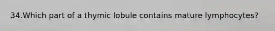 34.Which part of a thymic lobule contains mature lymphocytes?