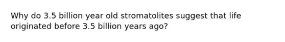 Why do 3.5 billion year old stromatolites suggest that life originated before 3.5 billion years ago?