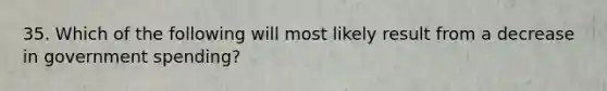 35. Which of the following will most likely result from a decrease in government spending?