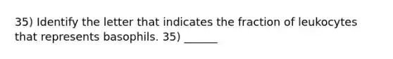 35) Identify the letter that indicates the fraction of leukocytes that represents basophils. 35) ______