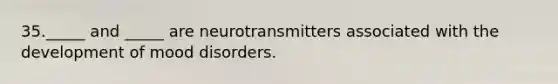 35._____ and _____ are neurotransmitters associated with the development of mood disorders.