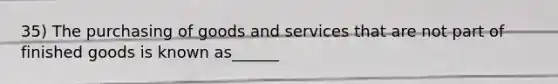 35) The purchasing of goods and services that are not part of finished goods is known as______