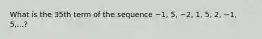 What is the 35th term of the sequence −1, 5, −2, 1, 5, 2, −1, 5,...?