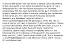 A 35-year-old woman has had bouts of severe pain and swelling of the small joints of her hands and feet for the past 10 years, although she has had remissions during each of her three pregnancies. She has been bedridden for the past 2 months. On physical examination, there is warmth, swelling, and tenderness of the hands and feet, deformity of the hands, and ulnar deviation and decreased range of motion of metacarpophalangeal and interphalangeal joints. She has no muscle pain or skin rash. A painless 1.5-cm subcutaneous nodule is present behind the elbow joint over the olecranon process. A joint aspirate shows turbid fluid with many neutrophils containing phagocytized immune complexes. Which of the following long-term outcomes of this patient's disease is most likely to occur? □ (A) Chronic renal failure □ (B) Aortic dissection □ (C) Vertebral kyphosis □ (D) Adenocarcinoma of the colon □ (E) Joint deformities