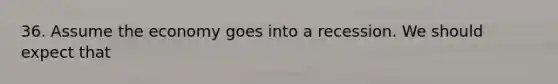 36. Assume the economy goes into a recession. We should expect that