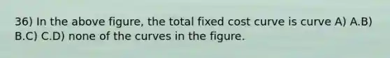 36) In the above figure, the total fixed cost curve is curve A) A.B) B.C) C.D) none of the curves in the figure.