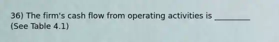 36) The firm's cash flow from operating activities is _________ (See Table 4.1)