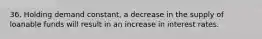 36. Holding demand constant, a decrease in the supply of loanable funds will result in an increase in interest rates.