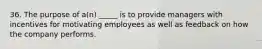 36. The purpose of a(n) _____ is to provide managers with incentives for motivating employees as well as feedback on how the company performs.