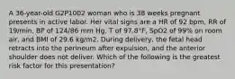 A 36-year-old G2P1002 woman who is 38 weeks pregnant presents in active labor. Her vital signs are a HR of 92 bpm, RR of 19/min, BP of 124/86 mm Hg, T of 97.8°F, SpO2 of 99% on room air, and BMI of 29.6 kg/m2. During delivery, the fetal head retracts into the perineum after expulsion, and the anterior shoulder does not deliver. Which of the following is the greatest risk factor for this presentation?