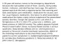 A 36-year-old woman comes to the emergency department because she had sudden onset of fever, anxiety, tachycardia, tremor, confusion, and diarrhea two hours ago. The patient's spouse says that she had a migraine earlier that morning and took prescription pain medication, medication for nausea, and her usual migraine medication. She takes no other prescription medications but takes a daily natural supplement for generalized anxiety disorder, though her spouse is not sure what it is. Temperature is 39.1°C (102.3°F), pulse rate is 126/min, and blood pressure is 160/110 mmHg. The patient appears flushed. Physical examination shows increased bowel sounds in all four quadrants. Deep tendon reflexes are 4+, and myoclonus is present in the ocular muscles and lower extremities. Which of the following medications is the most likely cause of this patient's current symptoms? A. Acetaminophen/aspirin/caffeine B. Lactobacillus rhamnosusprobiotic C. Metoclopramide D. St. John's wort E. Ubrogepant