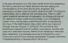 A 36-year-old woman is in the sixth month of her first pregnancy, but she is unsure of her dates because she was taking oral contraceptives at the time she became pregnant. She experiences sudden onset of severe abdominal pain. On physical examination, she is afebrile and normotensive. There is right upper quadrant tenderness on palpation. An ultrasound scan of the abdomen shows a well-circumscribed, 7-cm subcapsular hepatic mass. Paracentesis yields bloody fluid. At laparotomy, the mass in the right hepatic lower lobe, which has ruptured through the liver capsule, is removed. The remaining liver parenchyma appears to be of uniform consistency, and the liver capsule is otherwise smooth. Which of the following is the most likely diagnosis? A Cholangiocarcinoma B Choledochal cyst C Choriocarcinoma D Focal nodular hyperplasia E Hepatic adenoma F Hepatoblastoma G Hepatocellular carcinoma