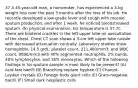 37 A 45-year-old man, a nonsmoker, has experienced a 3-kg weight loss over the past 3 months after the loss of his job. He recently developed a low-grade fever and cough with mucoid sputum production, and after 1 week, he noticed bloodstreaked sputum. On physical examination, his temperature is 37.7C. There are bilateral crackles in the left upper lobe on auscultation of the chest. Chest CT scan shows a 3-cm left upper lobe nodule with decreased attenuation centrally. Laboratory studies show hemoglobin, 14.5 g/dL; platelet count, 211,400/mm3; and WBC count, 9890/mm3 with 40% segmented neutrophils, 2% bands, 40% lymphocytes, and 18% monocytes. Which of the following findings in his sputum sample is most likely to be present? (A) Acid-fast bacilli (B) Branching septate hyphae (C) Charcot-Leyden crystals (D) Foreign body giant cells (E) Gram-negative bacilli (F) Small dark neoplastic cells