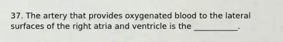 37. The artery that provides oxygenated blood to the lateral surfaces of the right atria and ventricle is the ___________.