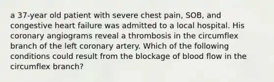 a 37-year old patient with severe chest pain, SOB, and congestive heart failure was admitted to a local hospital. His coronary angiograms reveal a thrombosis in the circumflex branch of the left coronary artery. Which of the following conditions could result from the blockage of blood flow in the circumflex branch?