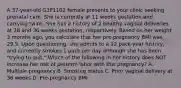 A 37-year-old G3P1102 female presents to your clinic seeking prenatal care. She is currently at 11 weeks gestation and carrying twins. She has a history of 2 healthy vaginal deliveries at 38 and 36 weeks gestation, respectively. Based on her weight 3 months ago, you calculate that her pre-pregnancy BMI was 29.5. Upon questioning, she admits to a 12 pack-year history, and currently smokes 1 pack per day although she has been "trying to quit." Which of the following in her history does NOT increase her risk of preterm labor with this pregnancy? A. Multiple pregnancy B. Smoking status C. Prior vaginal delivery at 36 weeks D. Pre-pregnancy BMI