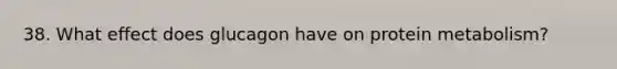 38. What effect does glucagon have on protein metabolism?