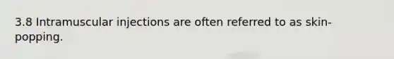 3.8 Intramuscular injections are often referred to as skin-popping.