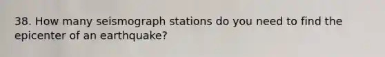 38. How many seismograph stations do you need to find the epicenter of an earthquake?