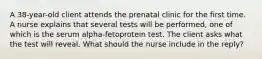 A 38-year-old client attends the prenatal clinic for the first time. A nurse explains that several tests will be performed, one of which is the serum alpha-fetoprotein test. The client asks what the test will reveal. What should the nurse include in the reply?