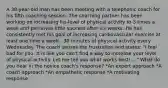 A 38-year-old man has been meeting with a telephonic coach for his fifth coaching session. The coaching partner has been working on increasing his level of physical activity to 3 times a week and perceives little success after six weeks. He has consistently met his goal of increasing cardiovascular exercise at least one time a week-- 30 minutes of physical activity every Wednesday. The coach senses the frustration and states: "I feel bad for you. It is like you can't find a way to increase your level of physical activity. Let me tell you what works best!...." What do you hear in the novice coach's response? *An expert approach *A coach approach *An empathetic response *A motivating response