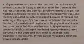 A 38-year-old woman, who in the past had tried to lose weight without success, is happy to see that in the last 2 months she has lost 25 pounds. She also has difficulty sleeping at night. Her husband complains that she is keeping the house very cool. She recently consulted her ophthalmologist because of redness and watering of the eyes. Eye drops were not helpful. She consults her doctor for anxiety and palpitations. On physical examination, her pulse rate is 100 bpm and her thyroid is symmetrical, non-tender but slightly enlarged. Her blood serology demonstrates elevated T4 and decreased TSH. What is the most likely diagnosis in this patient:? thyroid cancer myxedema cretinism graves disease goiter