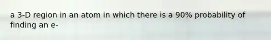 a 3-D region in an atom in which there is a 90% probability of finding an e-