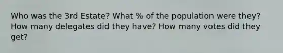 Who was the 3rd Estate? What % of the population were they? How many delegates did they have? How many votes did they get?