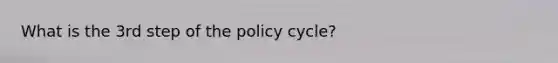 What is the 3rd step of the policy cycle?