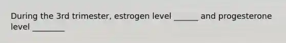 During the 3rd trimester, estrogen level ______ and progesterone level ________