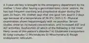 A 3-year-old boy is brought to the emergency department by his mother 1 hour after having a genralized tonic-clonic seizure. He has had frequent vomiting and progressive stupor during the past 24 hours. His mother says that she gave him aspirin 2 days ago because of a temperature of 39.5*C (103.1 F). Physical examination shows hepatomegaly with no jaundice. Serum studies show an increased concentration, and increased AST and ALT activities. Dysfunction of which of the following is the most likely cause of this patient's disorder? A) Glutamate transporters B) Golgi complex C) Microtubules D) Mitochondria E) Rough endoplasmic reticulum