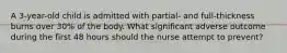 A 3-year-old child is admitted with partial- and full-thickness burns over 30% of the body. What significant adverse outcome during the first 48 hours should the nurse attempt to prevent?