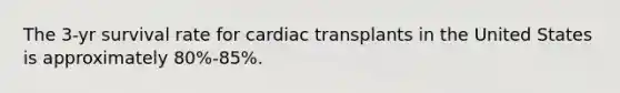 The 3-yr survival rate for cardiac transplants in the United States is approximately 80%-85%.