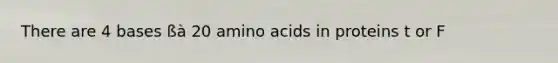 There are 4 bases ßà 20 amino acids in proteins t or F