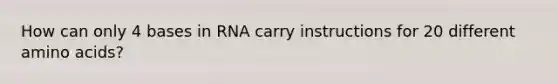 How can only 4 bases in RNA carry instructions for 20 different <a href='https://www.questionai.com/knowledge/k9gb720LCl-amino-acids' class='anchor-knowledge'>amino acids</a>?