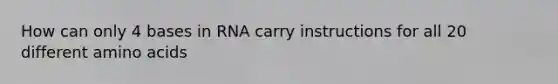 How can only 4 bases in RNA carry instructions for all 20 different amino acids