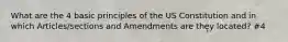 What are the 4 basic principles of the US Constitution and in which Articles/sections and Amendments are they located? #4