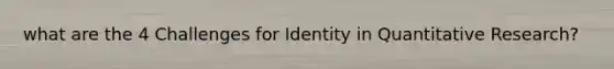 what are the 4 Challenges for Identity in Quantitative Research?