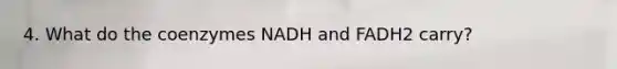 4. What do the coenzymes NADH and FADH2 carry?