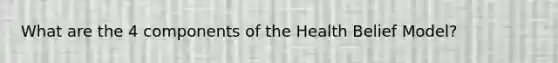 What are the 4 components of the Health Belief Model?