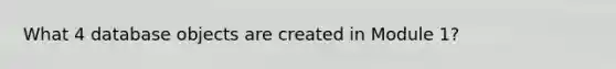 What 4 database objects are created in Module 1?